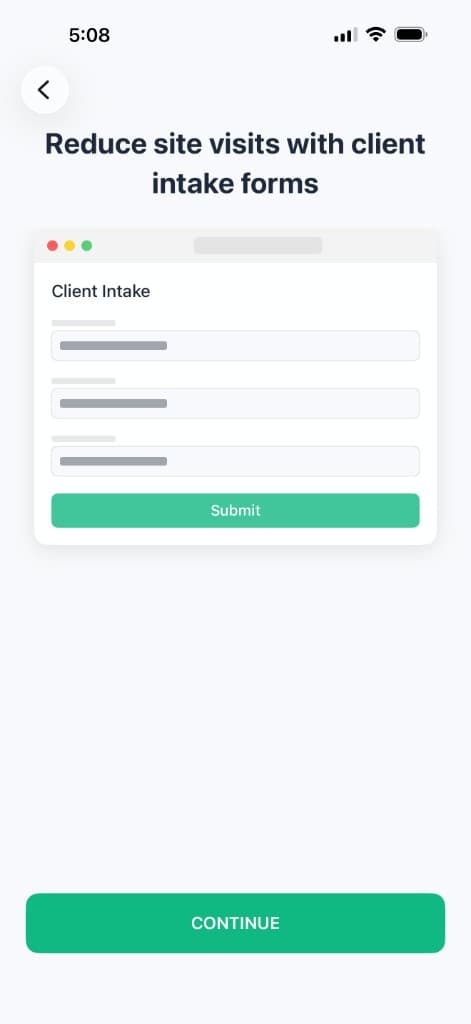 Handy Bro client intake link gathering job details and photos from a homeowner